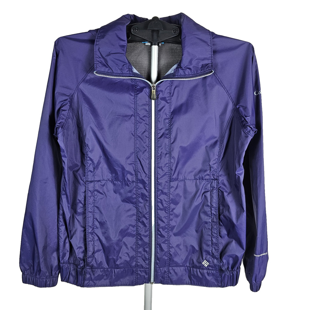 Columbia Omni-Shield Women's Purple Hooded Full Zip Windbreaker Jacket M